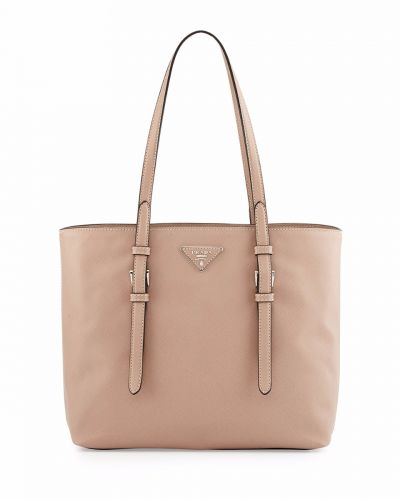 Pink Leather Prada New Style Tote&shoulder Bags Narrow Straps Large Capacity Silver Hardware 